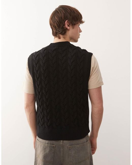 Weekday Black Cable Knit Vest for men