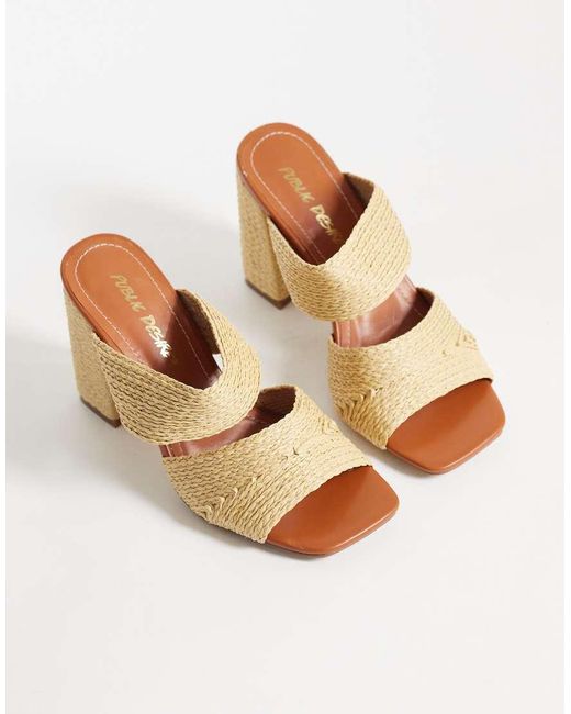 Public Desire Natural Milo Raffia Heeled Mule Sandals