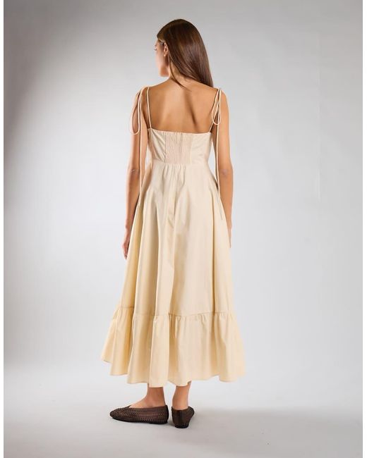 Glamorous Natural Ruffle Hem Midi Dress