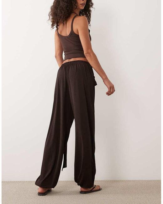 ASOS Brown Slinky Drape Wrap Detail Balloon Pants