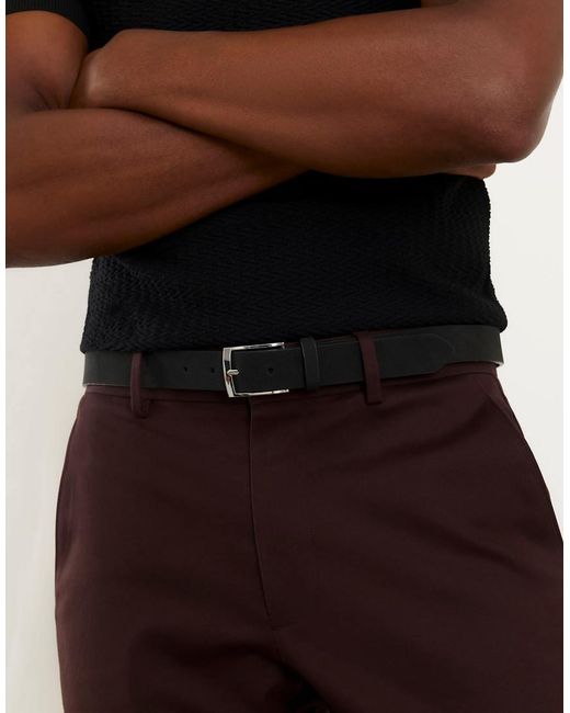 River Island Brown Slim Fit Belted Chino Shorts for men