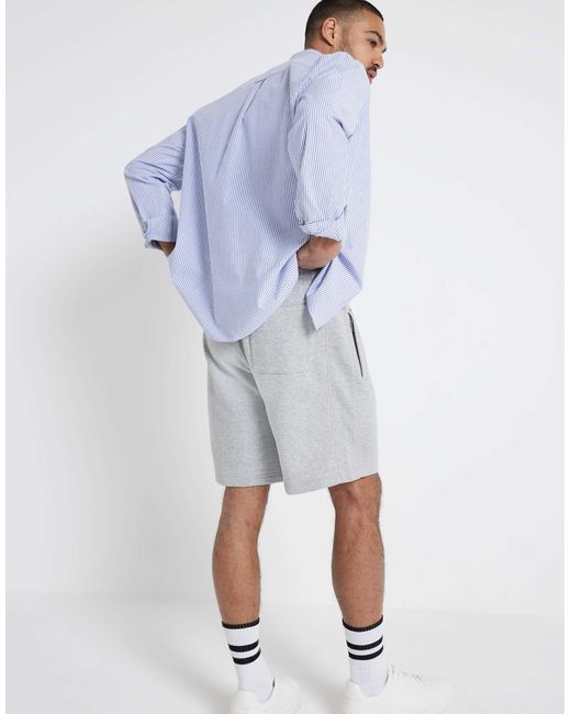 River Island Blue Regular Fit Loopback Shorts for men