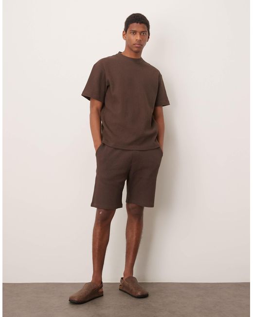 T-shirt d'ensemble oversize en tissu gaufré SELECTED pour homme en coloris Brown