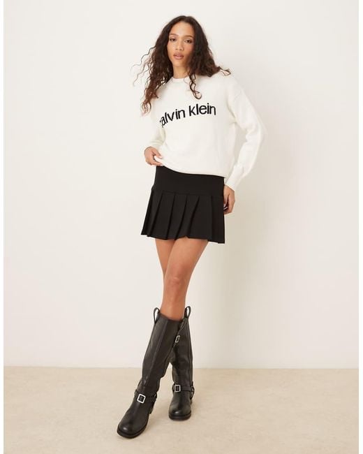 Calvin Klein White Logo Knit Jumper