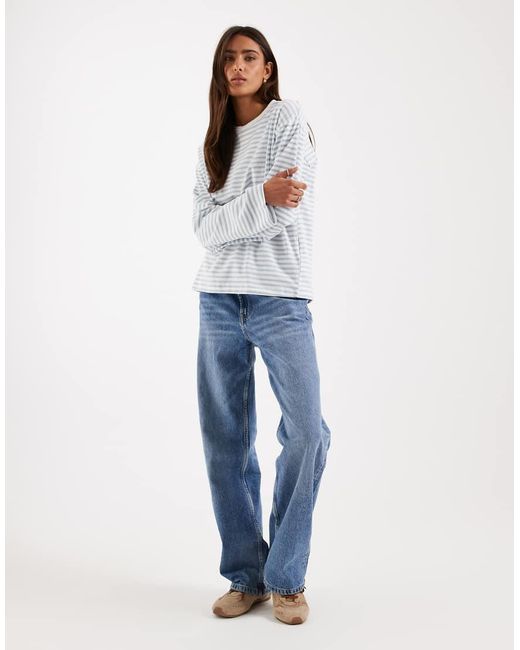 Pieces White Long Sleeve Super Soft T-Shirt Stripe