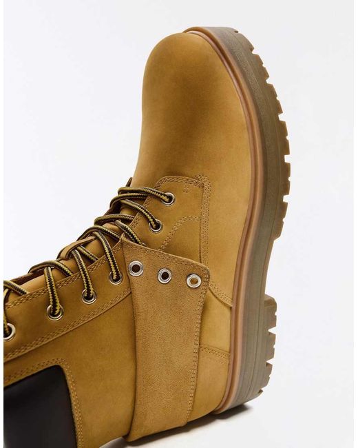Bershka White Lace-up Worker Ankle Boots for men