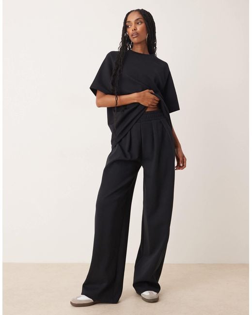 ASOS Blue Interlock Super Wide Leg Trouser