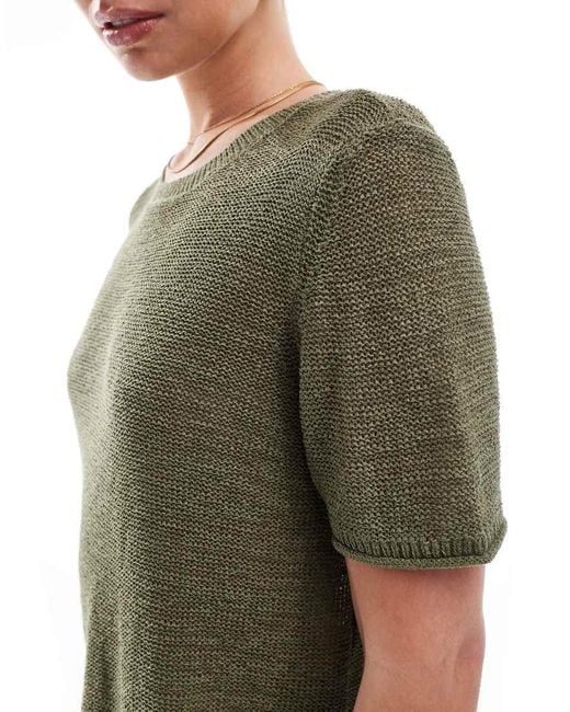 ONLY Green Lightweight Open Knit T-shirt