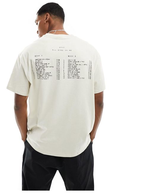T-shirt bianca con stampa di tupac da Uomo di Bershka in Bianco | Lyst