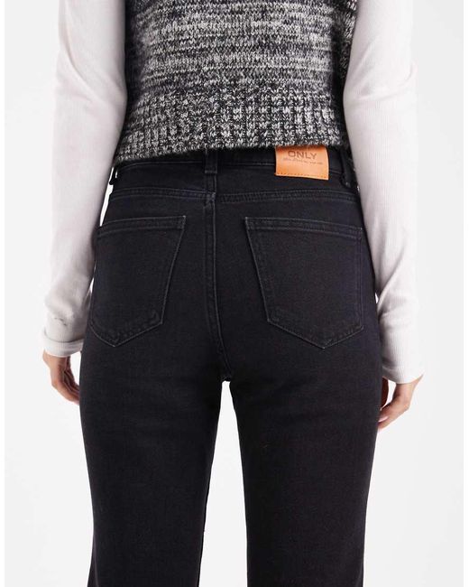 Only Petite Black Emily High Waisted Straight Leg Jeans