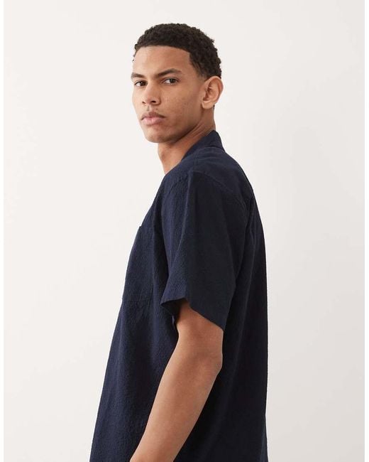 Jack & Jones Blue Premium Seersucker Short Sleeve Shirt for men