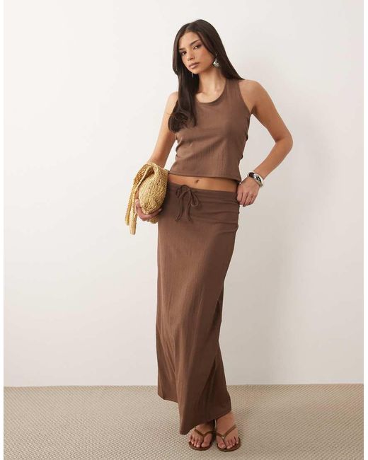ASOS Brown Textured Crepe Halter Neck Top Co-Ord