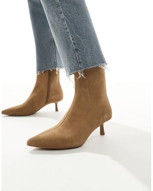 Stradivarius Blue Suede Leather Heeled Boot