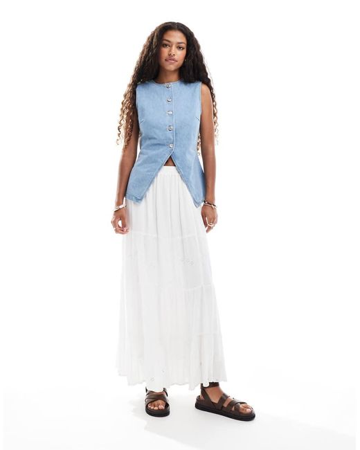 ASOS Blue Denim Split Front Waistcoat