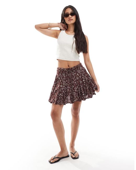 Miss Selfridge Red Cheesecloth Flippy Shorts
