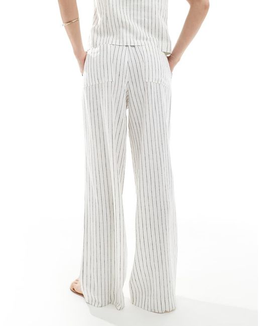 South Beach White Stripe Linen Blend Trouser