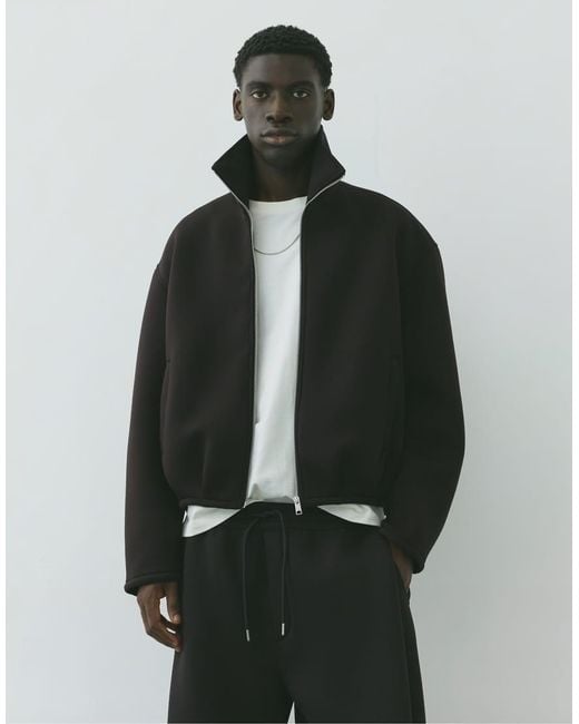 Pull&Bear Black Neoprene-effect Zip-up Jacket for men