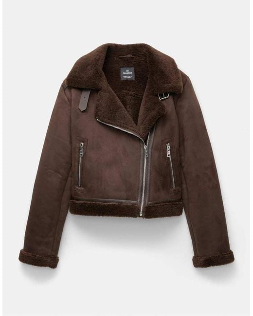 Giacca Corta Double-Face Color Cioccolato di Pull&Bear in Brown
