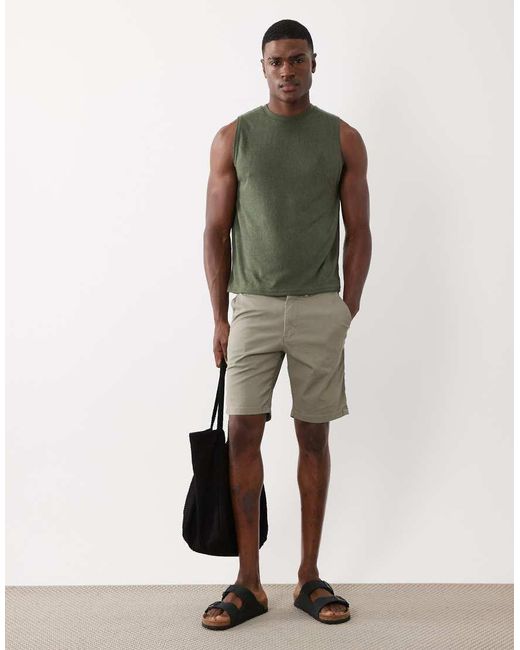 SELECTED Green Chino Shorts for men