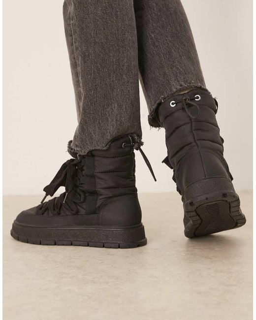 ASOS Black Arrow Nylon Lace Up Snow Boots