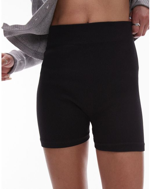 TOPSHOP Black Seamless Co-ord Cropped Knicker Short