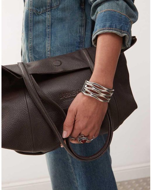 Barney's Originals Blue Leather Tote Bag
