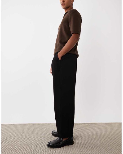 ASOS Black Smart Wide Barrel Leg Pleated Trousers for men