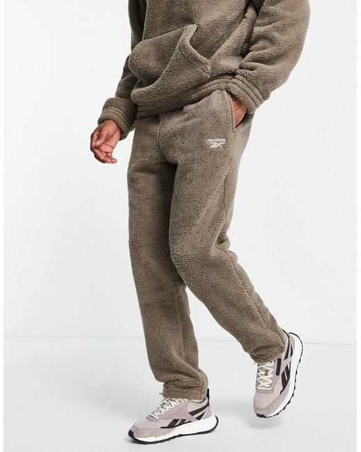 Reebok Sherpa joggers in Gray for Men Lyst