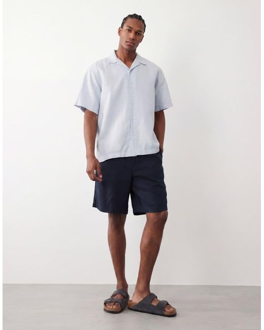 SELECTED White Pure Linen Shorts for men