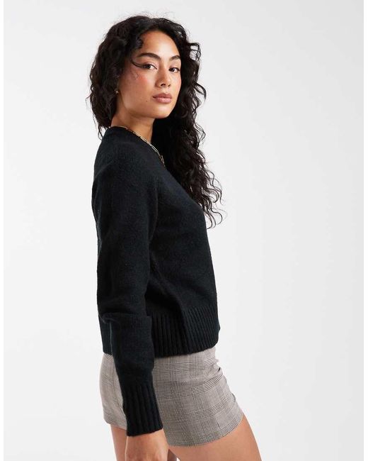 Threadbare Black Crew Neck Button Through Cardigan