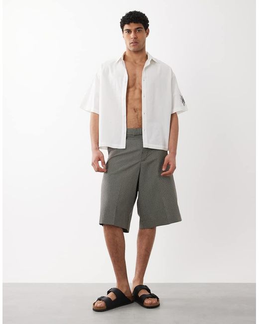 Jack & Jones Gray Longline Tailored Shorts for men
