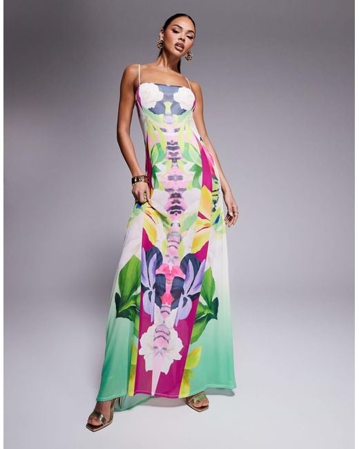 AFRM White Shea Mesh Maxi Dress With Bodysuit