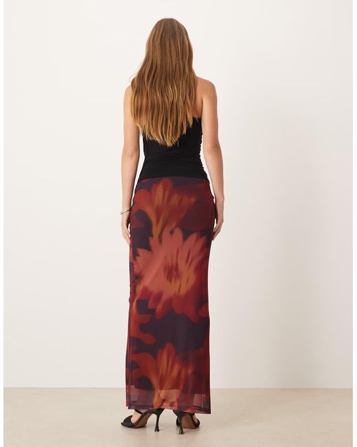 ASOS Rechte Maxi Rok Met Lage Taille En Bloemenprint in het Red