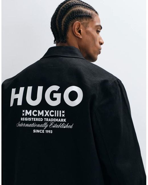 HUGO Black Biyo Heavyweight Cotton Windbreaker for men