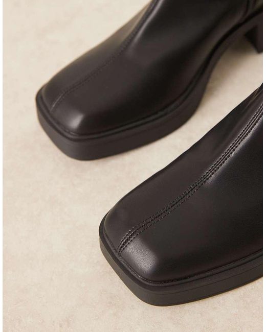 ASOS Natural Wide Fit Raven Smart Mid-heel Boots