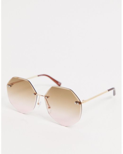 ASOS Metallic Oversized 70s Rimless Bevel Sunglasses