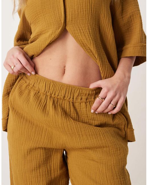 ASOS Natural – hose zum reinschlüpfen aus grob gewebter baumwolle