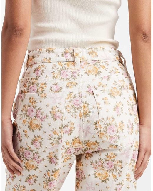 Miss Selfridge Natural All Over Floral Denim Straight Leg Jean Co Ord