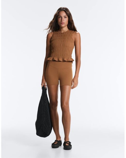 Oysho Brown Comfortlux Smock Sleeveless T-Shirt