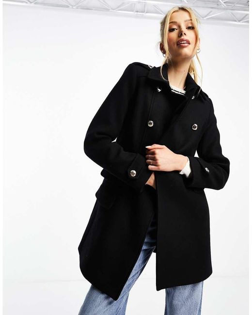 Morgan Black Wool Double Breasted Princess Coat