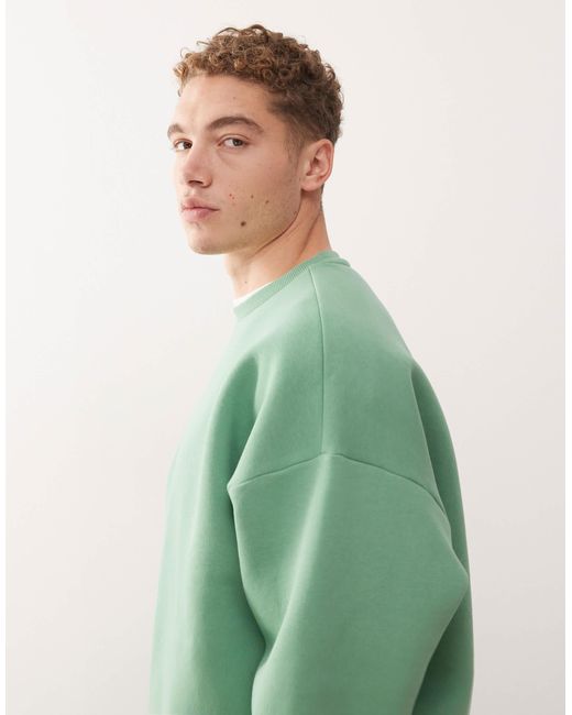 Collusion Green Heavyweight Boxy Sweat for men