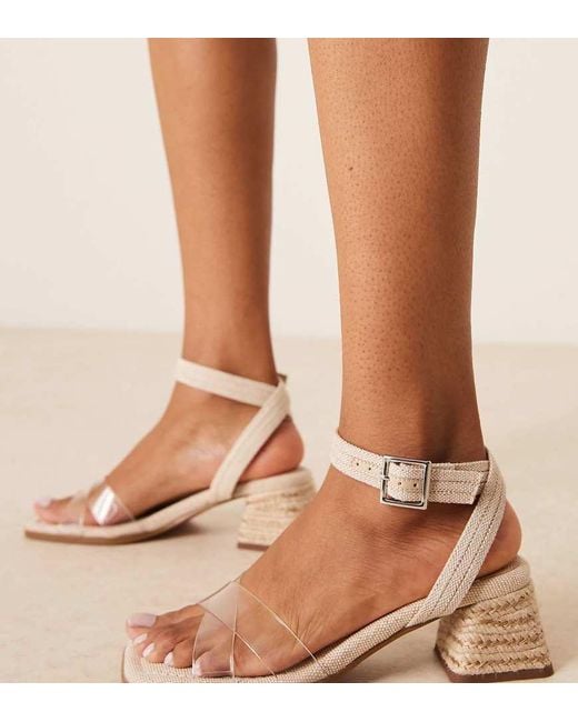 ASOS Brown Wide Fit Hopefully Block Heeled Mid Sandals