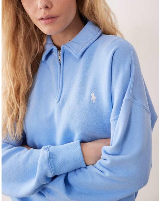 Polo Ralph Lauren Blue Knitted Half Zip Up Sweatshirt