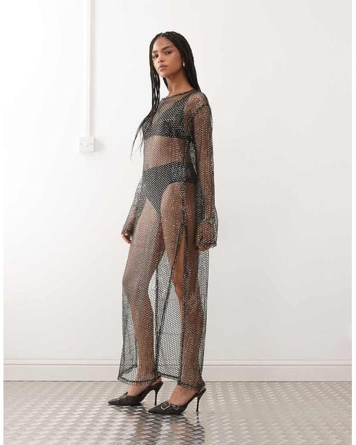 Noisy May Natural Sequin Mesh Maxi Dress
