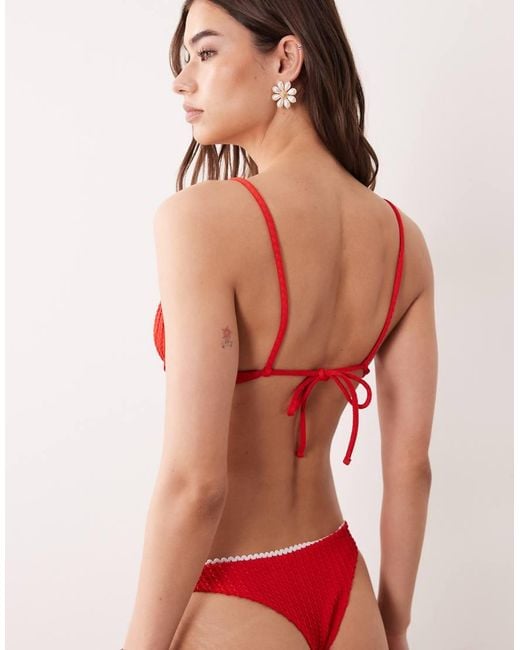 Wild Lovers Red Textu Underwire Bikini Top With Trim