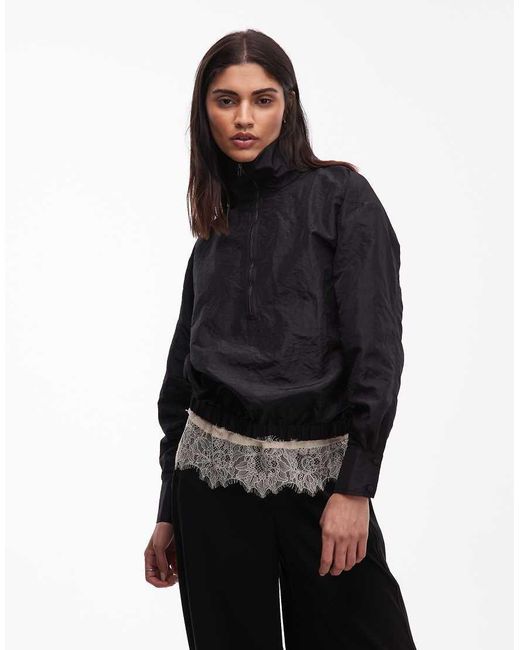 ASOS Blue Taffeta Half Zip Windbreaker