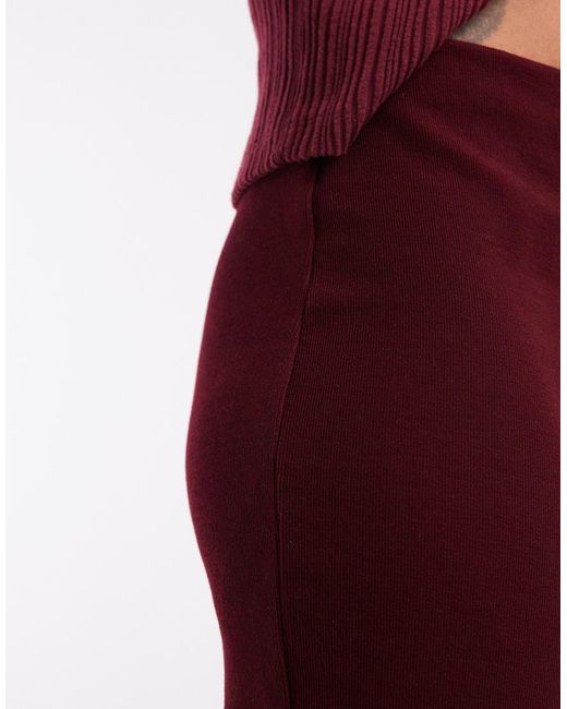 ASOS Red Wide Leg Heavyweight Rib Knit Pants