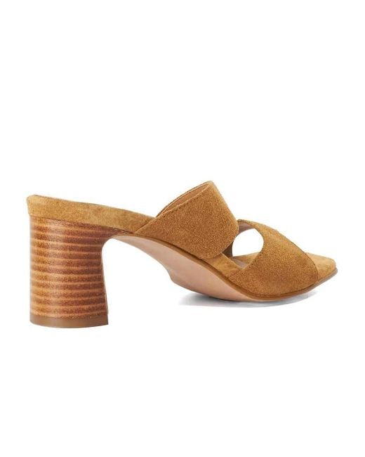 Dune Brown Jaeda Block Heeled Sandals