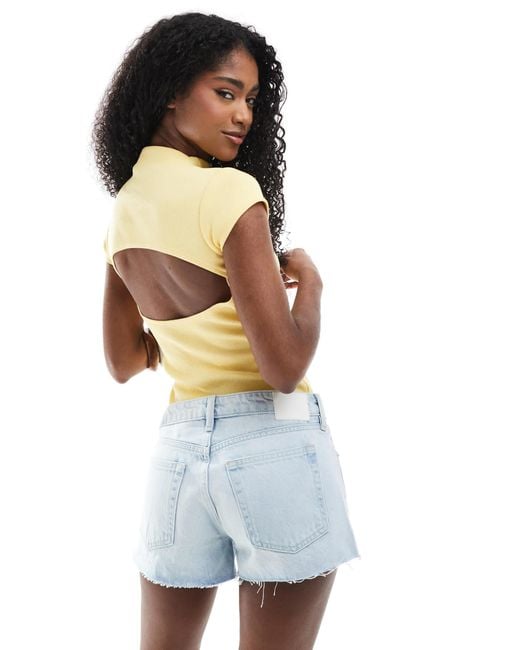 Monki White Bite Micro Denim Shorts