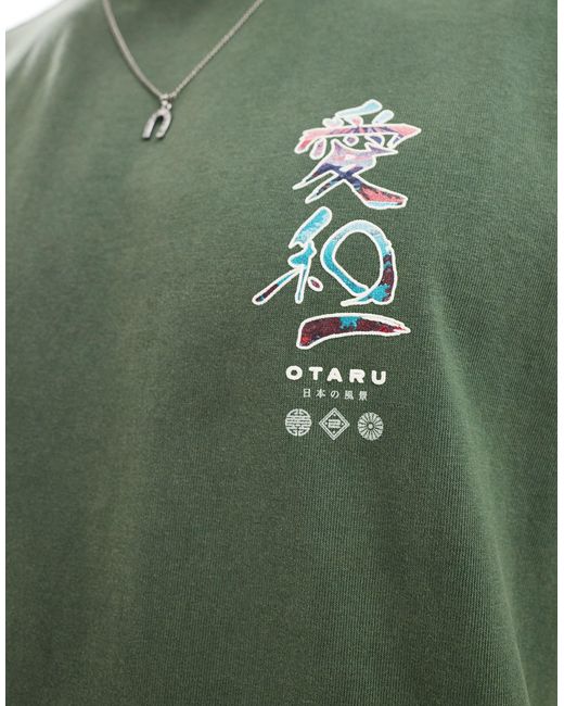 T-shirt con stampa giapponese "otaru" di River Island in Green da Uomo